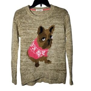 Rewind Womens French Bulldog Dog Sweater Size XS Knit Winter Cozy Frenchie Comfy